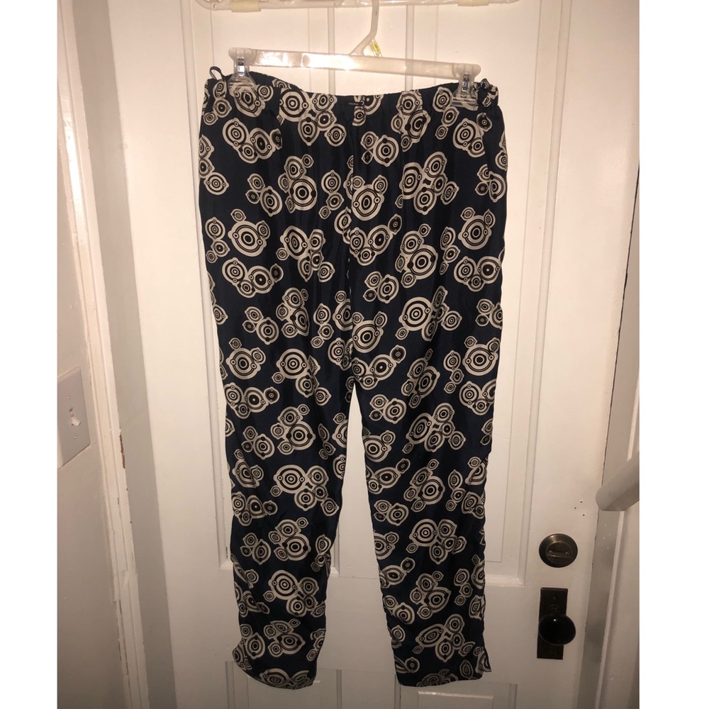 ‘S MaxMara Navy/Circle Silk Trouser Pants size 14